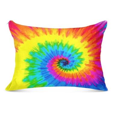 Imagem de Capas de travesseiro de flanela grandes com estampa de redemoinho de cores arco-íris decorativas longas King Queen tamanho padrão capas de travesseiro fofas para cabelo e pele, tamanho corporal, 53 cm