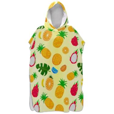Imagem de Joisal Poncho de surfe absorvente para adultos, trocador de roupa, toalha de banho com capuz, frutas coloridas, ponchos de praia para homens
