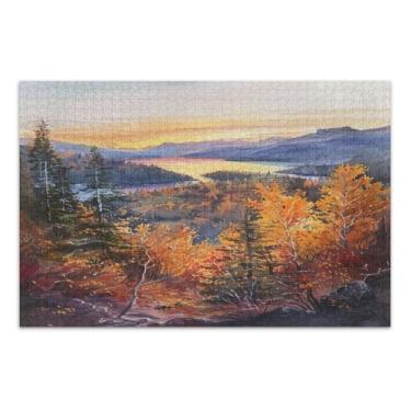 Imagem de Quebra-cabeça de 500 peças, pintura de paisagem de outono, quebra-cabeças de fantasia para adultos com letras na parte de trás
