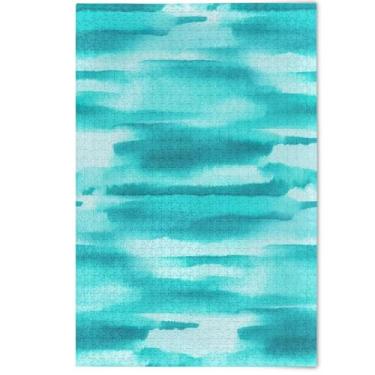 Imagem de Quebra-cabeça listrado abstrato azul turquesa 1000 peças adultos engraçado jogo de quebra-cabeça presentes tecnológicos paisagem arte família jogo pintura, 1000 peças, 75 x 50 cm