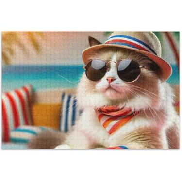 Imagem de Ragdoll Cat Fashion Quebra-cabeça 1000 peças para adultos família brinquedo arte única quebra-cabeças para adultos jogos engraçados presentes, 75 x 40 centímetros