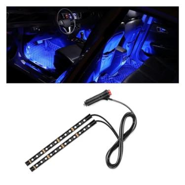 Imagem de Faixa de luz LED universal para carro, acendedor de cigarro, lâmpada decorativa interior automotiva, luz noturna ambiente sob o painel, 24 LEDs RGB neon para carro SUV (azul, acendedor de charuto)