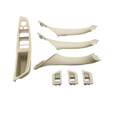 Imagem de Compatível para BMW Série 5 F10 F11 523i 525i 528i 530i LHD RHD Bege Preto Marrom Oyster Porta interna do carro Apoio de braço dentro do conjunto de maçaneta de tração(LHD off-white)