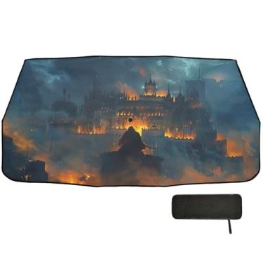 Imagem de Guarda-sol Warriors Guarding The Castle para para-brisas de carro proteção de isolamento térmico viseira de sol para carros 147 x 75 cm acessórios de carro