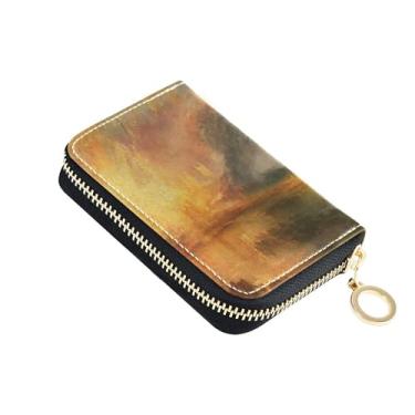 Imagem de Carteira feminina com zíper e bloqueio de RFID, linda carteira masculina pequena com bolso para moedas JMW Turner pinturas marinhas