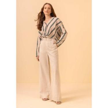 Imagem de Camisa De Mangas Longas Com Gola Padre E Nó Na Barra-Feminino