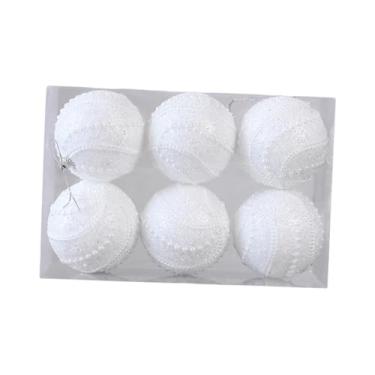 Imagem de Sclmgo Conjunto de 6 Bolas de Natal para Pendurar Na árvore, 8 Cm (3,15 Polegadas), Um Presente Atencioso para Noivados E Noivados, Branco, Tamanho real