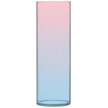 Imagem de Vaso de flor cilíndrico decorativo blush rosa azul céu gradiente vaso grande fofo floral personalizado decoração de outono para quarto, 30 cm x 9,9 cm