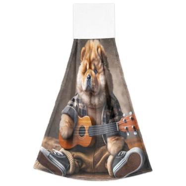 Imagem de Joisal Engraçado Puppy Chow Chow Toalhas de mão para pendurar cachorro toalha de forno de cozinha toalha altamente absorvente para cozinha banheiro conjunto de 2, 18,2 x 14 polegadas
