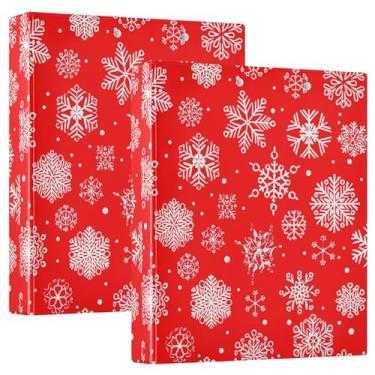 Imagem de Pastas de Natal brancas vermelhas de 3,8 cm, 3 anéis, 200 folhas, coloridas, 3 anéis, pastas, anel redondo, fichário resistente, 31,5 x 27 x 6 cm, 1 pacote