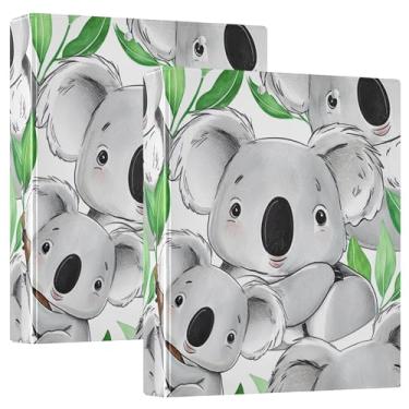 Imagem de Fichários de 3 anéis de urso coalas tropicais 3,8 cm comporta 200 folhas, 3 pastas de anéis, fichário de receita de anel redondo, 31,5 x 27 x 6 cm, 1 pacote