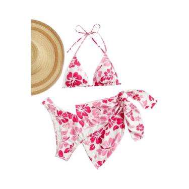 Imagem de Conjunto de três peças de biquíni com saia de maiô sexy europeu e amer