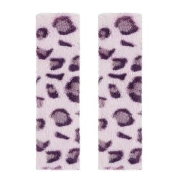 Imagem de JINXU Pacote com 2 capas para cinto de segurança, capa de cinto de segurança fofa com estampa de leopardo de pelúcia para uma condução mais confortável, capa de cinto de segurança macia e fofa