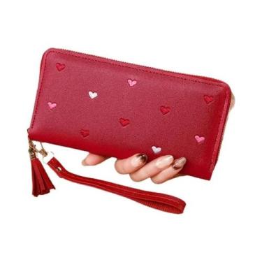 Imagem de Carteiras Longas De Luxo Femininas Em Forma De Coração, Porta-Cartões,