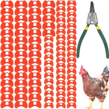 Imagem de DoubleWood Espiões sem pinos para galinhas, 101 peças de óculos anti-bicada com alicate, persiana e ferramenta de alicate de frango, óculos de faisão para aves domésticas