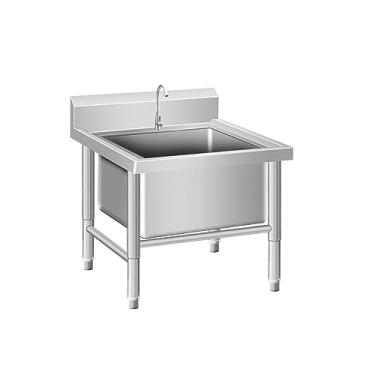 Imagem de Lavatório de esfregão de piso comercial, bacia de serviço de esfregão de aço inoxidável com bacia profunda, balde de esfregão de banheira utilitária, pia de lavanderia, para cozinha/restaurante