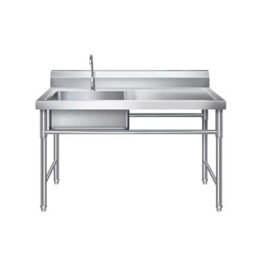 Imagem de Pia comercial, pia de aço inoxidável, pia utilitária independente, pia de cozinha, pia de bar, pia externa, pias utilitárias de aço inoxidável independentes, com torneira de bancada, para restaurante