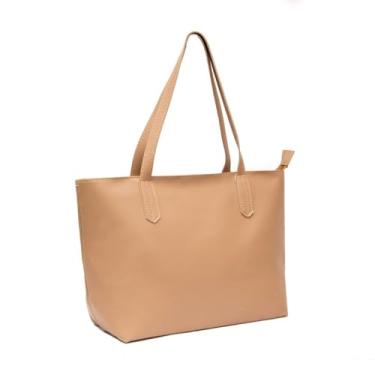 Imagem de Bolsa Tote Feminina Grande, Couro Sintético, Alça Dupla, Preta, Estilo Minimalista (amarelo)