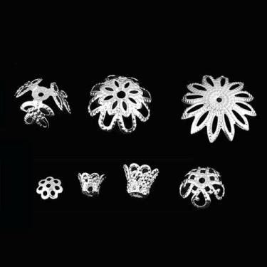 Imagem de Acouto Conta Espaçadora de Flores 300 Peças 7 Tamanhos Em Forma de Flor Espaçadora Contas Fazendo Descobertas Acessórios de Metal Descobertas de Joias de Flores - Artes, Artesanato e Costura/miçangas e Joias (Prata)