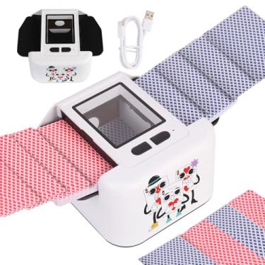 Imagem de Baralhador automático de cartas com 2 baralhos, silencioso, recarregável, embaralhador automático de cartas com um toque, aleatório rápido, máquina de baralhar cartas portátil para UNO Skip-Bo Skyjo