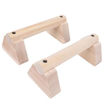 Imagem de Diydeg Barras de Flexão, Barras de Parada de Mãos com Base e Almofada Antiderrapante, Construção Robusta em Madeira de Borracha, Equipamento de Treino para Exercícios em Casa (25cm)