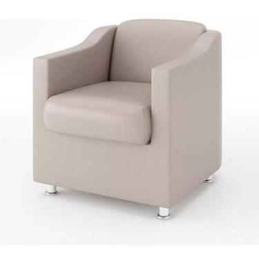 Imagem de Poltrona Decorativa em Courino - Conforto Premium para Consultório, Recepção, Sala e Escritório(BEGE)