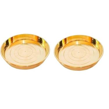 Imagem de Prato Pooja de latão, tigela tradicional redonda Puja Thali para ofertas religiosas, cor dourada, 7,6 cm de diâmetro, 1,5 cm de altura (2)