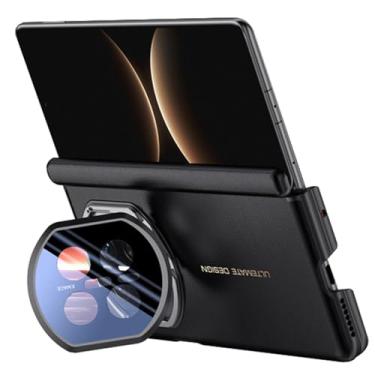 Imagem de LTLMYDAM Capa estilo empresarial para Huawei Mate X7, capa de proteção de dobradiça de couro com suporte para câmera, capa de proteção contra quedas, textura de lichia, preta, X7