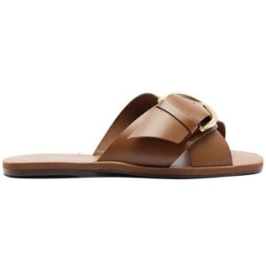 Imagem de Rasteira Tiras Cruzadas Fivela Couro Elise AnaCapri-Feminino