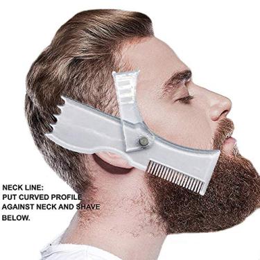 Imagem de Yinhing Ferramenta de Modelagem de Barba Modelo Profissional de Modelador de Corte Transparente para Estilo Preciso Com Pente de Tamanho Completo, Perfeito para Cuidados Masculinos de