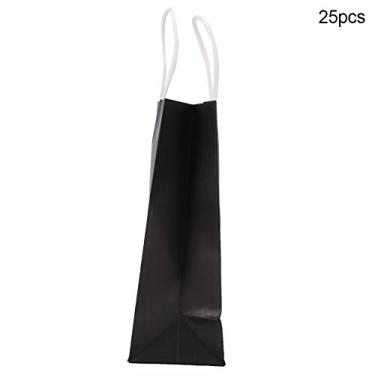Imagem de 25 PCS Sacola de Presente Papel Kraft com Alça Duradoura Grande Capacidade para Casamento Festa Balão Creme Compras Saída
