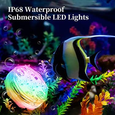 Imagem de CUOFYUNL 5 PCS Luzes LED submersíveis com controles remotos RGB 15 cores Luzes de lago à prova d'água Luzes subaquáticas para piscina Banheira de hidromassagem Vaso de festa