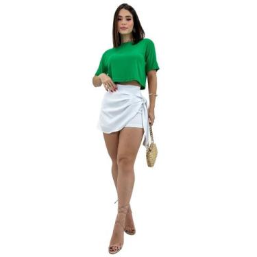 Imagem de Cropped Blusinha Manga Curta Viscolycra T-shirt Soltinho Top - SWISS B