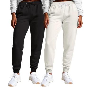 Imagem de Calça Feminina Moletom Flanelada Slim Bolsos Algodão Kit 2 - Samcro, G