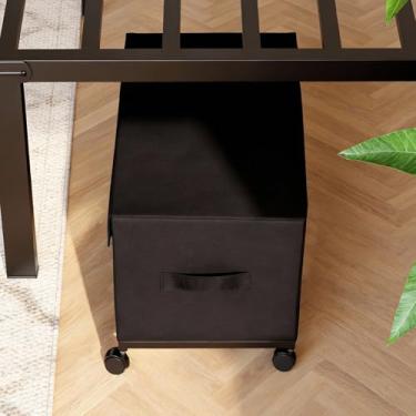 Imagem de Cozy City Estrutura de cama queen com armazenamento embaixo da cama, grande espaço de armazenamento e suporte forte resistente, preta