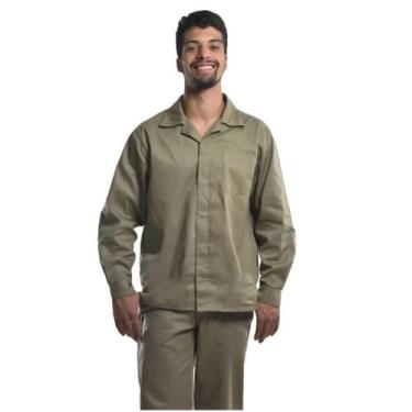 Imagem de Camisa Profissional Aberto Mangas Longas Botões Caqui - Fardas Express