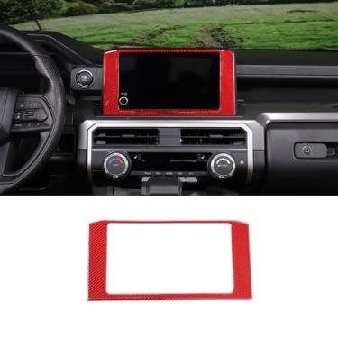 Imagem de Daeiclru Adesivo de cobertura de moldura de tela de navegação de carro compatível com Toyota Tacoma 2024 2025, console central GPS tela navegação painel acessórios de acabamento da moldura (vermelho)