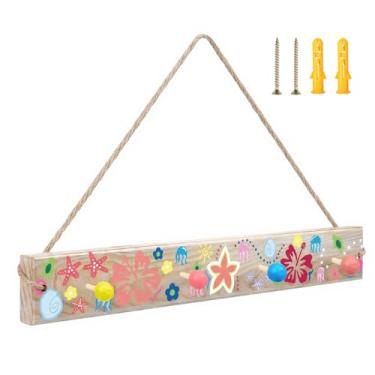 Imagem de Kathfly Cabide de parede com estampa de pinho estilo praia, gancho decorativo colorido, cabide de armazenamento para entrada, quarto, sala de jogos, biquínis, jaquetas, chapéus, toalhas, chaves