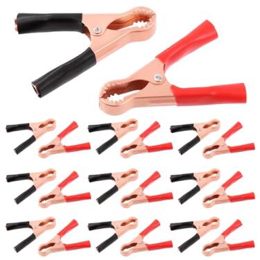 Imagem de Swpeet 20 peças 50 A terminais de crocodilo isolados preto e vermelho, grampos de crocodilo elétricos duráveis de alto desempenho para bateria de carro carregada grampos de teste elétricos amostra de