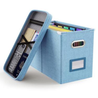 Imagem de Organizador de documentos Oterri Sky-Blue com tampa e bolso de malha