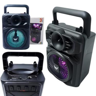Imagem de Caixa de Som Bluetooth 8W Portátil com LED RGB, Som Potente com Graves Fortes, USB, Cartão TF Rádio FM, Entrada P10 para Microfone Bluetooth 5.0 - Ideal para Festas Karaokê e Dia a Dia