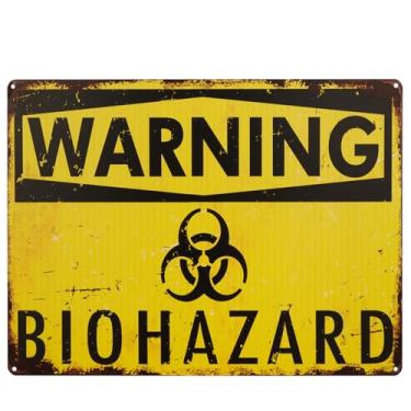 Imagem de Placa de metal vintage Warning Area 51, placa de área restrita, aviso invasores sobreviventes placa de quintal 30,5 x 40,6 cm (aviso 4)