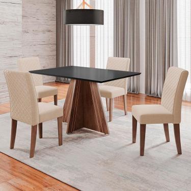 Imagem de Mesa De Jantar Dublin Com 4 Cadeiras Dobuê Cedro/preto/bege