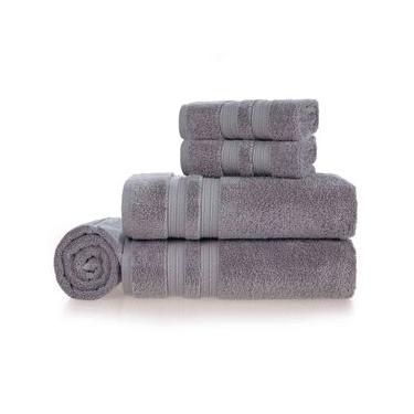 Imagem de Jogo de Toalhas de Banho Gigante com 05 Peças Fio Penteado Unika Cinza Urbano - Karsten