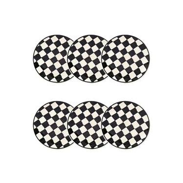 Imagem de Jogo 6 Pratos Sobremesa Cerâmica Oxford Unni Damas 20 Cm: Quadriculado