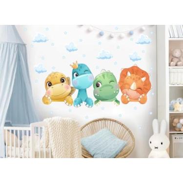 Imagem de Adesivo de Parede Dinossauros Cute Baby Cabeceira Berço Aquarela - Ade