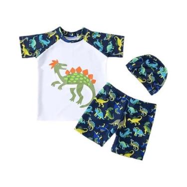 Imagem de Maiô Infantil De Secagem Rápida Com Manga Curta E Divisão Para Meninos