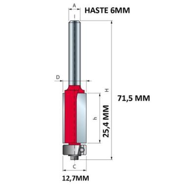 Imagem de Fresa Reta Paralela 2 Cortes 12,7X254Mm H06mm Freud 42-10406P com rola