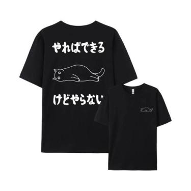 Imagem de Camiseta Masculina De Verão Hip Hop Em Algodão, Manga Curta, Gola Redo