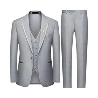 Imagem de Conjunto De Terno Masculino Slim Fit Preto De 3 Peças Elegante Formal 